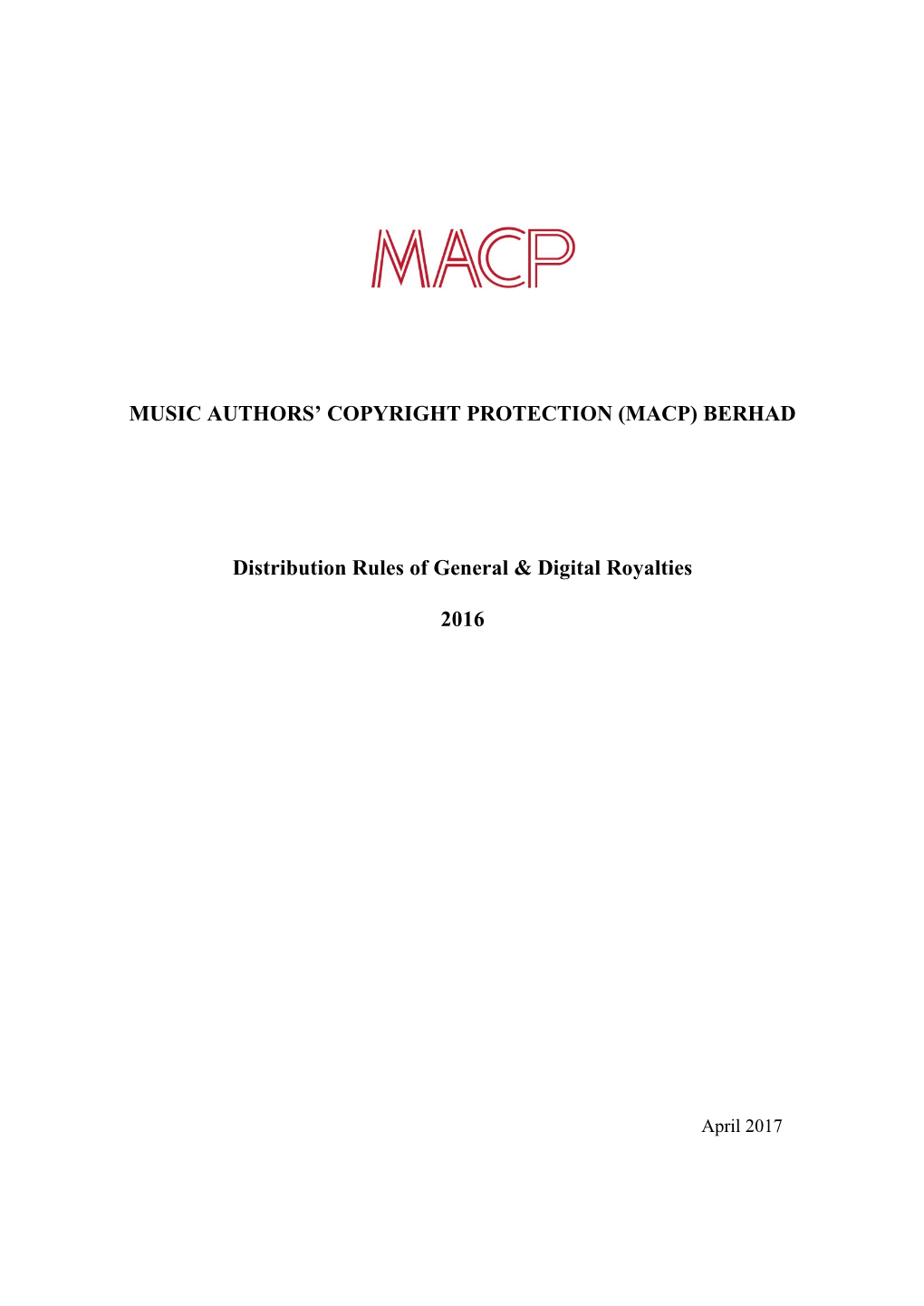 Music Authors' Copyright Protection (Macp) Berhad
