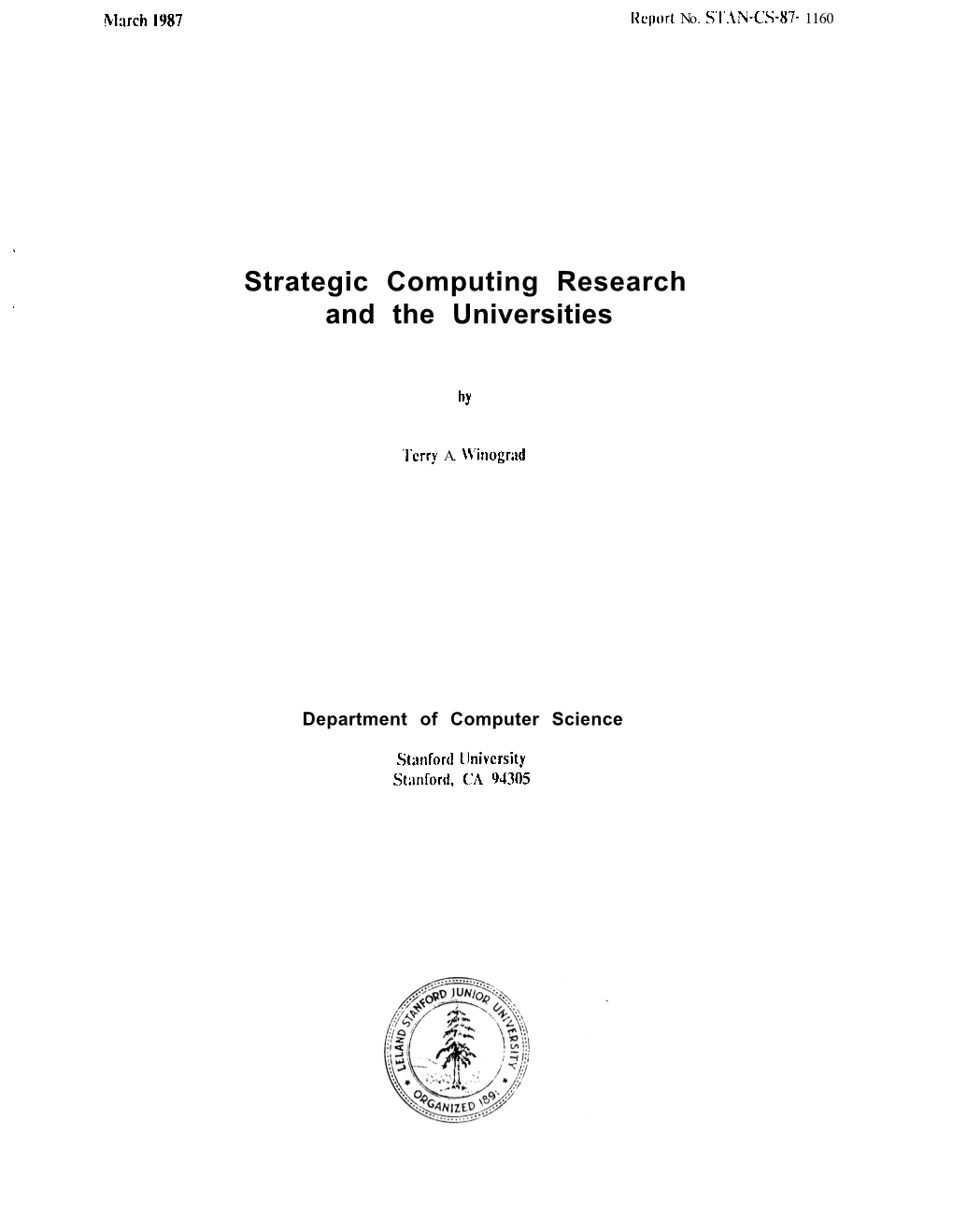 Strategic Computing Research and the Universities