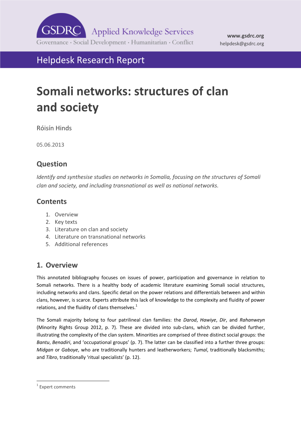 Somali Networks: Structures of Clan and Society