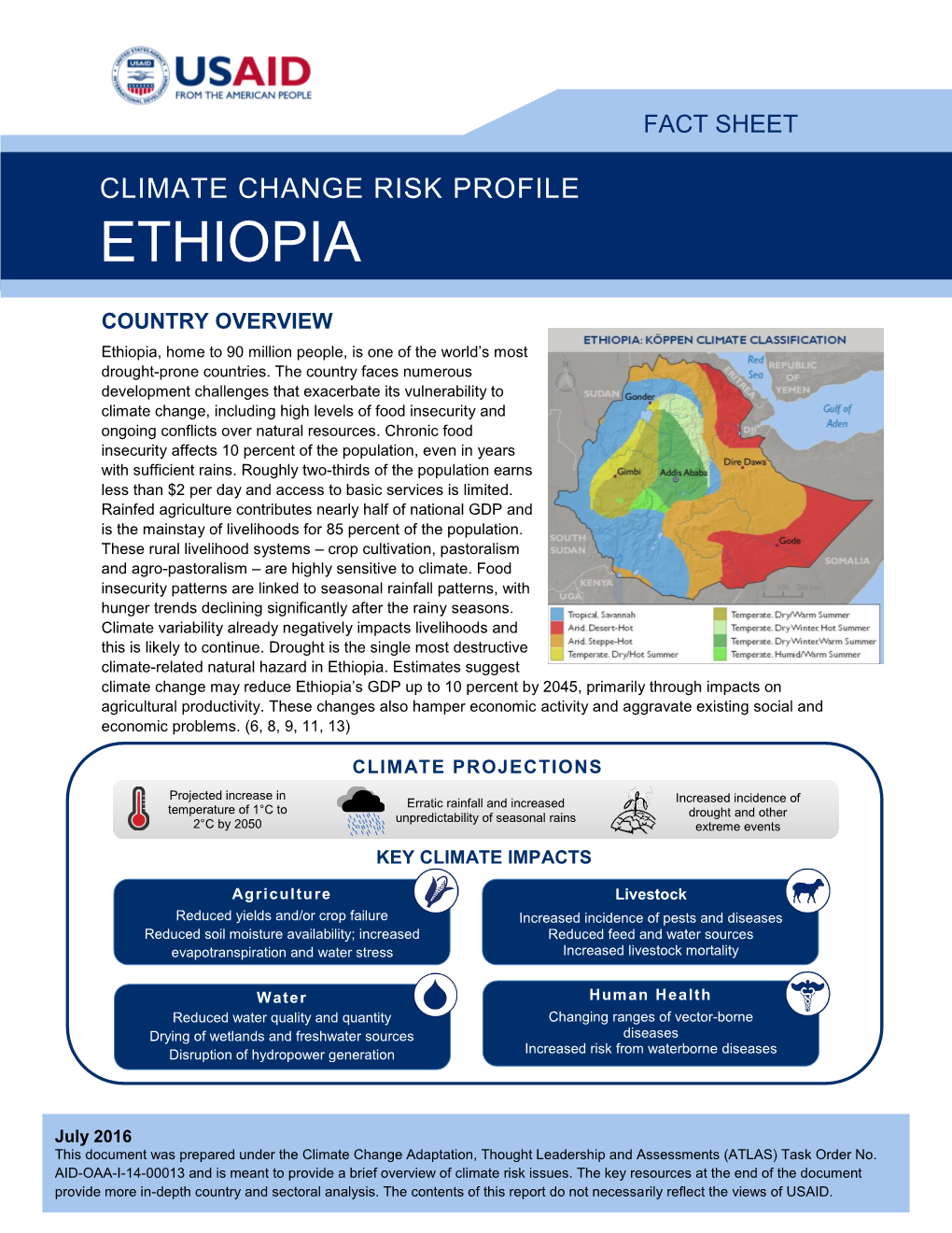 Climate Change Risk in Ethiopia Fact Sheet