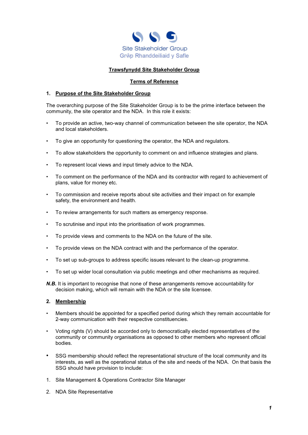 Trawsfynydd Site Stakeholder Group