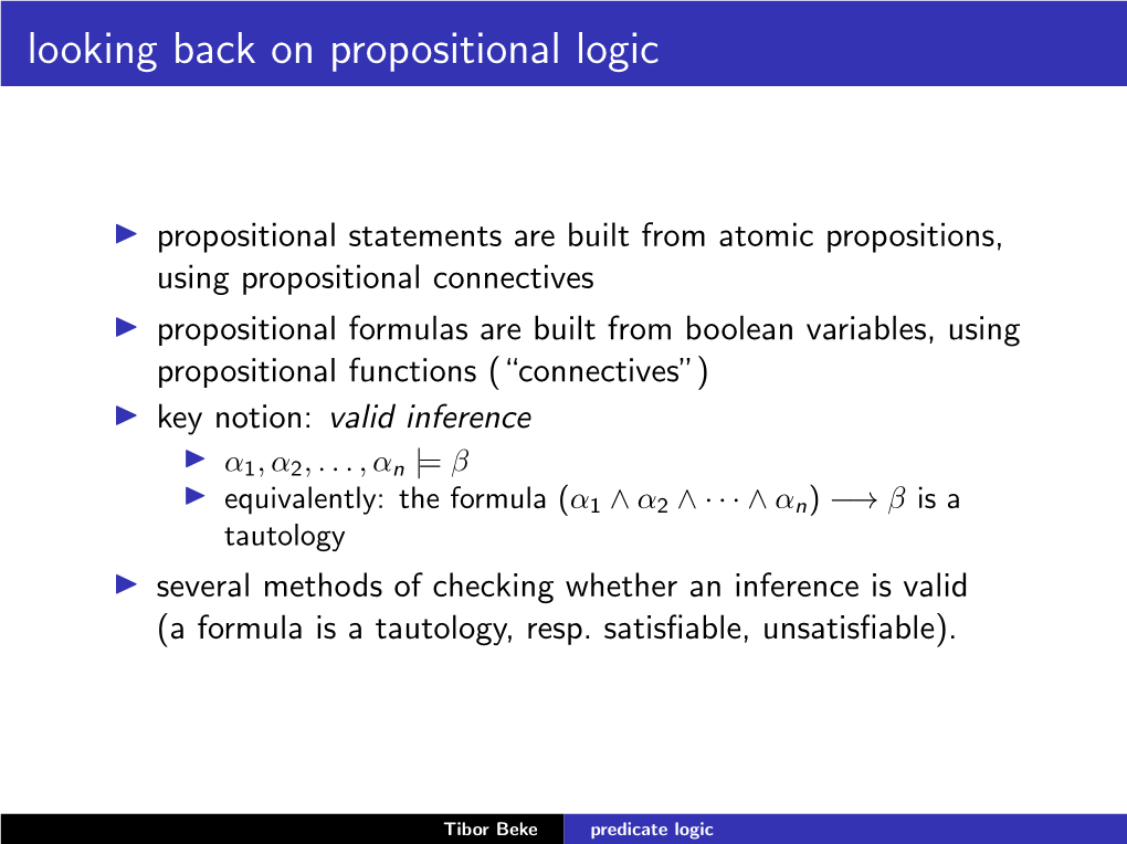 Predicate Logic What’S Missing