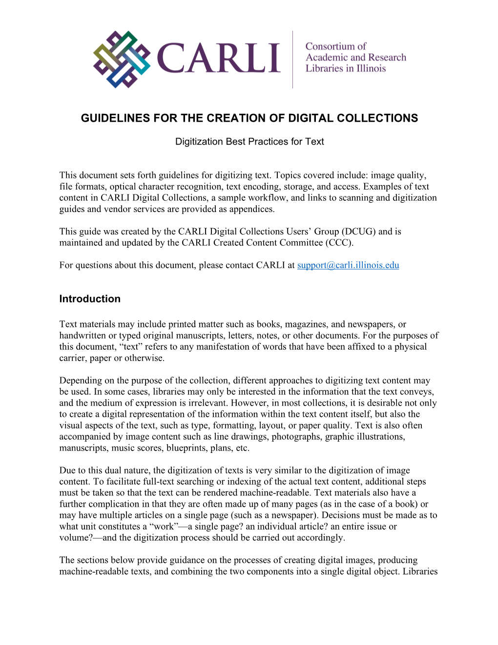 CARLI Digitization Best Practices for Text
