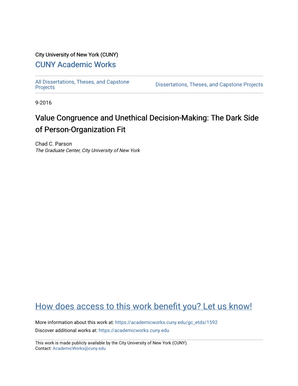 Value Congruence and Unethical Decision-Making: the Dark Side of Person-Organization Fit