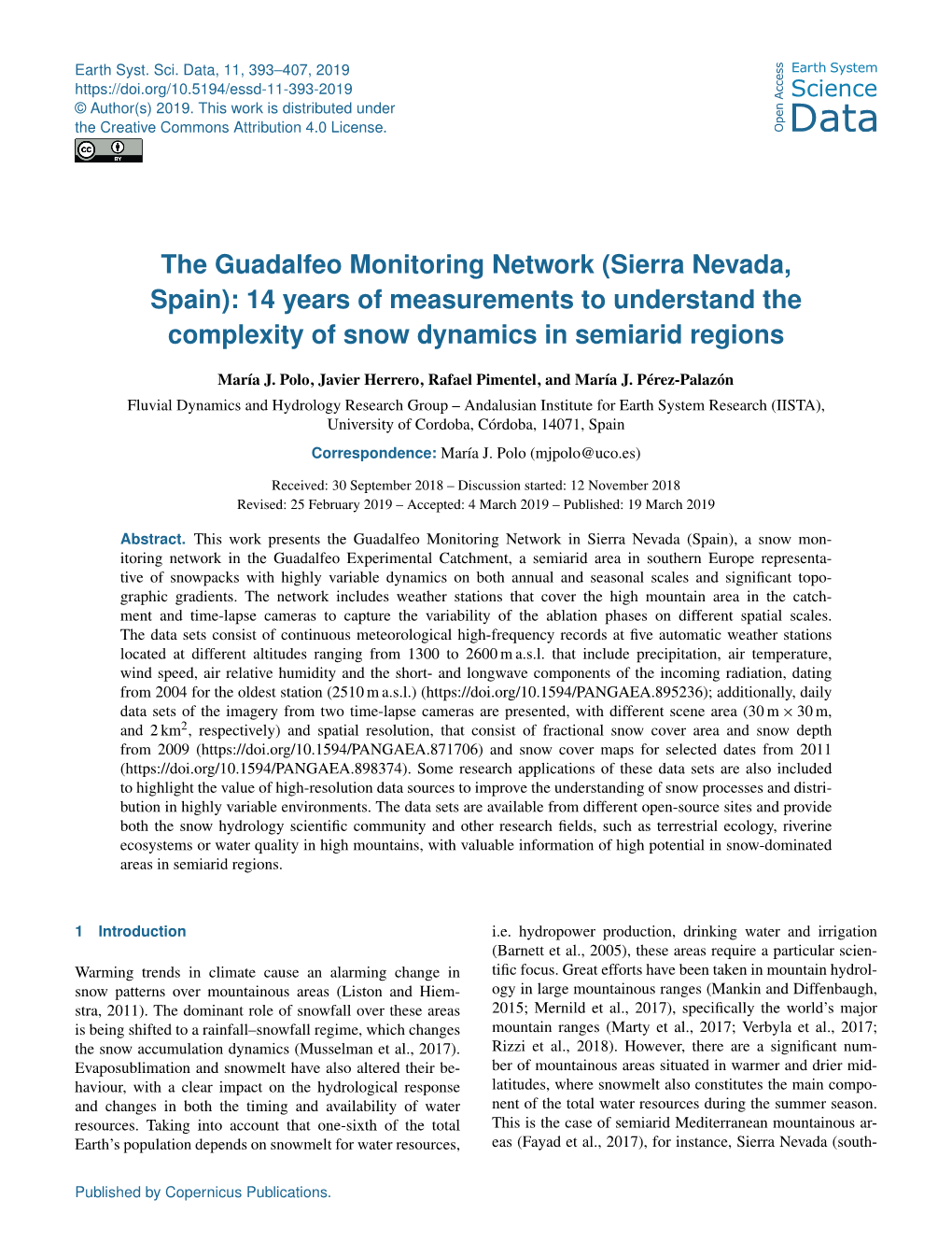 The Guadalfeo Monitoring Network (Sierra Nevada, Spain): 14 Years of Measurements to Understand the Complexity of Snow Dynamics in Semiarid Regions