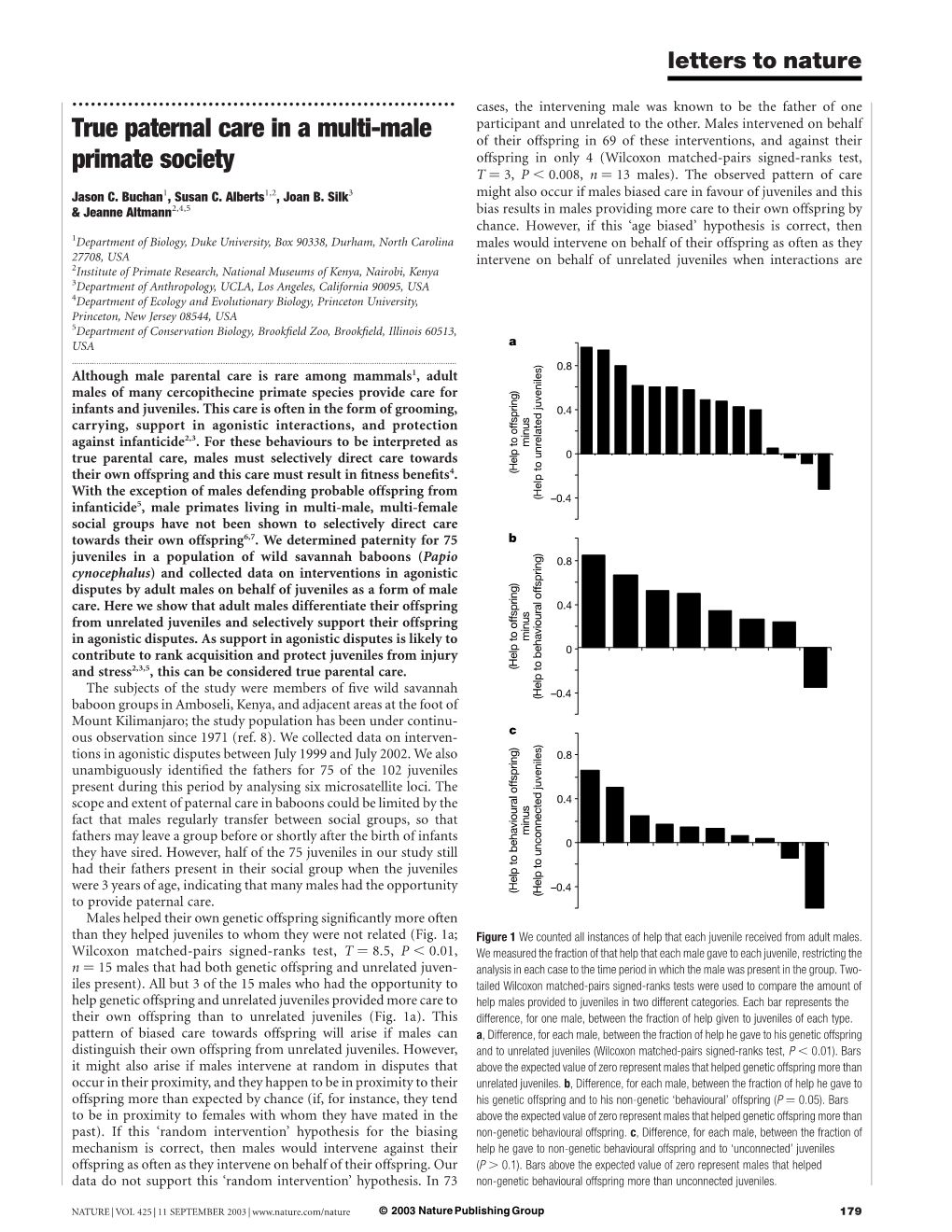 True Paternal Care in a Multi-Male Primate Society