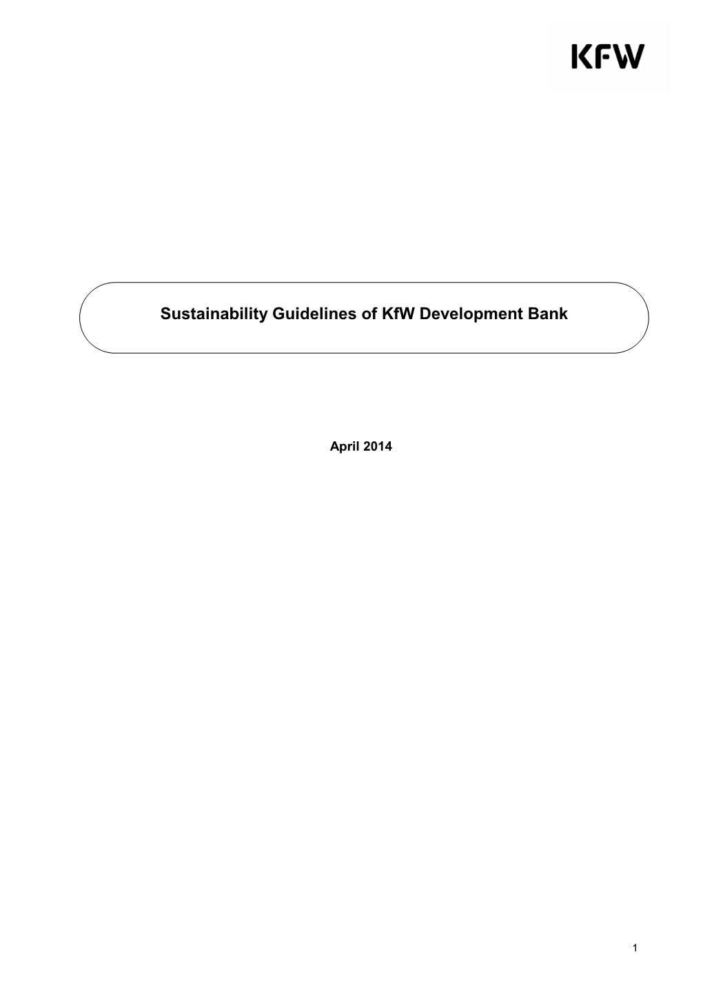 Sustainability Guidelines of Kfw Development Bank