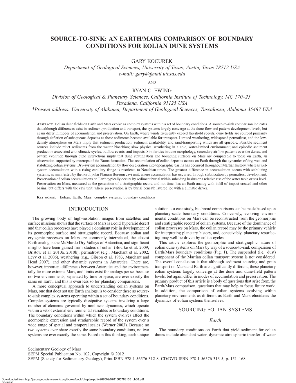 Source-To-Sink: an Earth/Mars Comparison of Boundary Conditions for Eolian Dune Systems