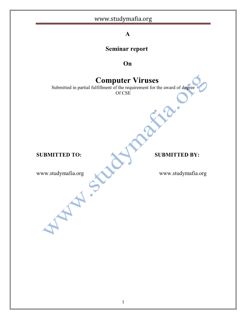 A Seminar Report on Computer Viruses