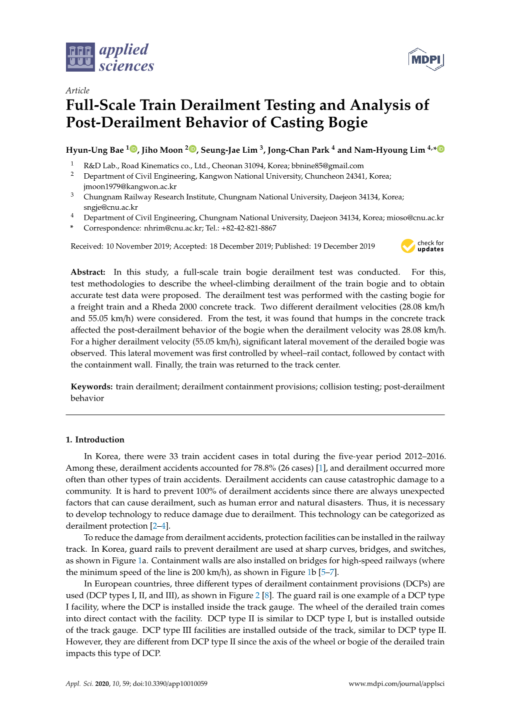 Full-Scale Train Derailment Testing and Analysis of Post-Derailment Behavior of Casting Bogie