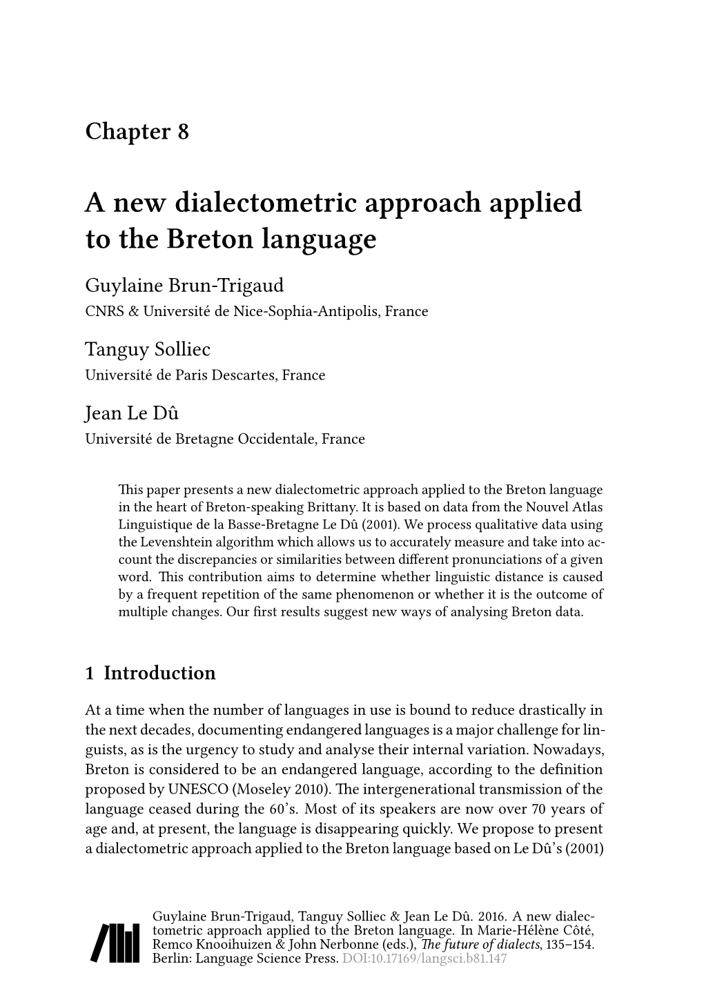 A New Dialectometric Approach Applied to the Breton Language