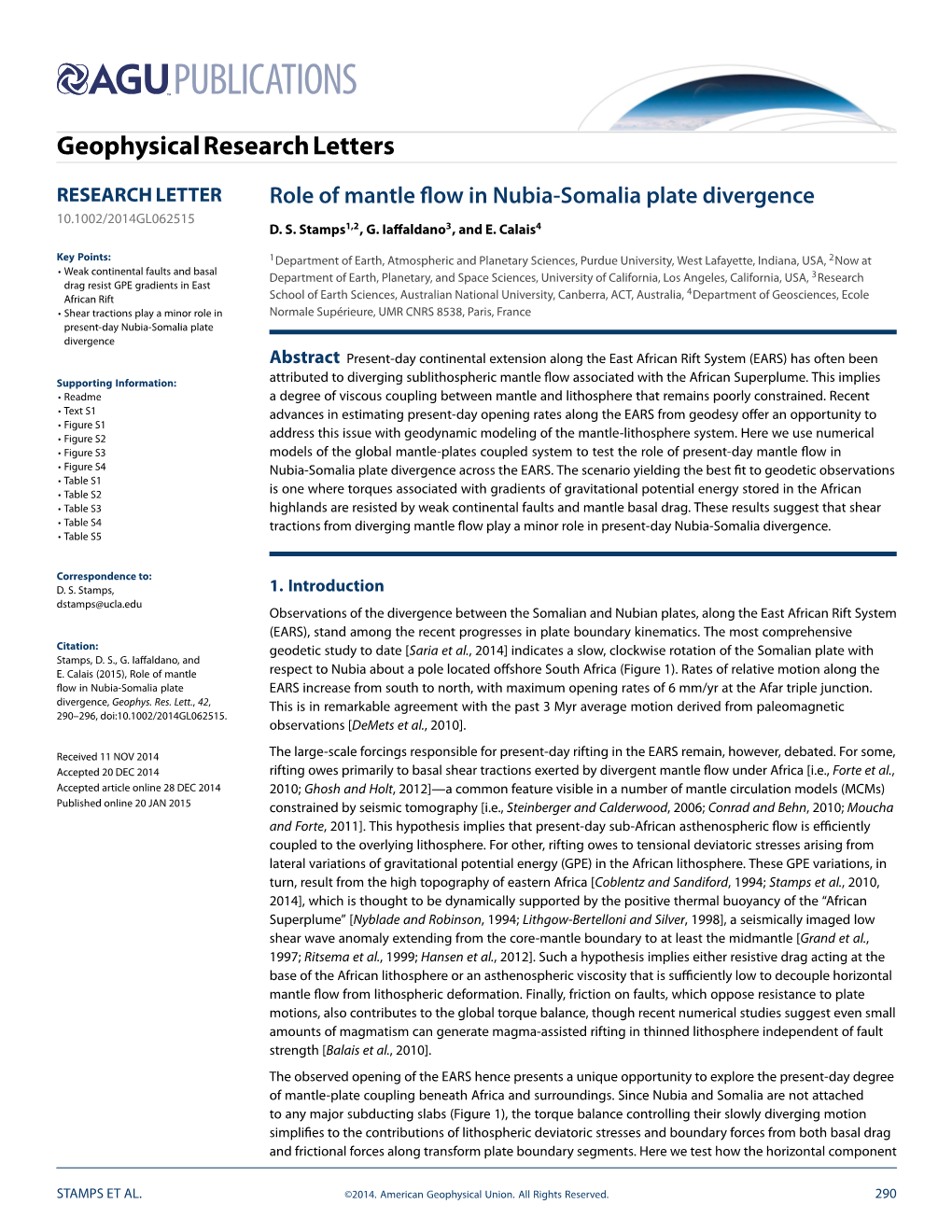 Role of Mantle Flow in Nubia-Somalia Plate Divergence