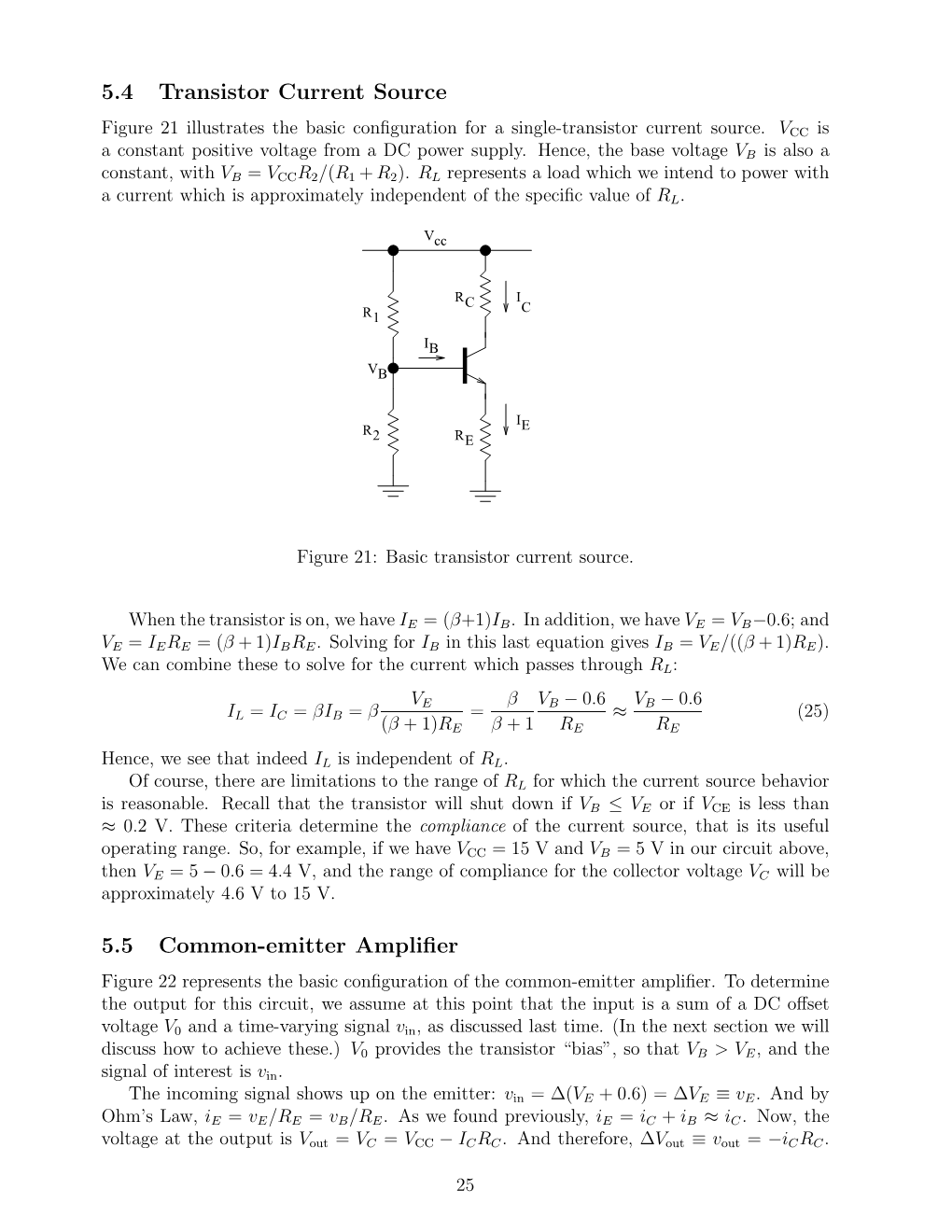 5.4 Transistor Current Source 5.5 Common-Emitter Amplifier