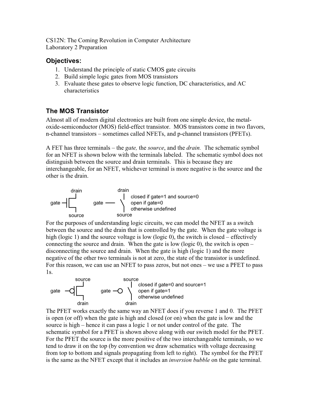 Rough Outline of Labs