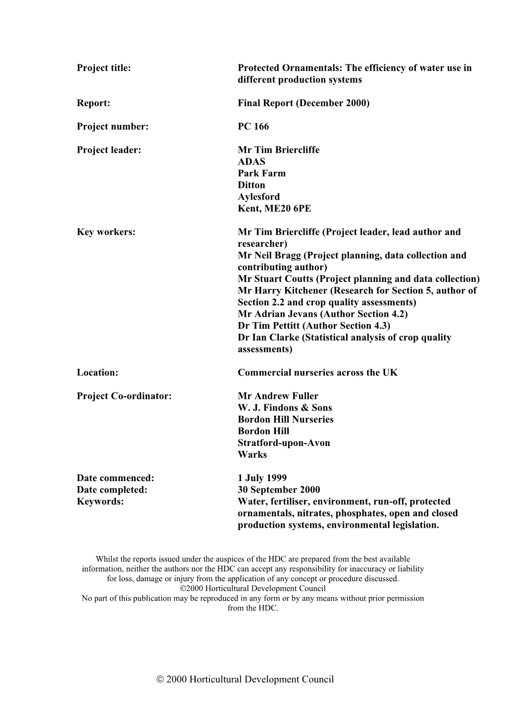 Practical Section for Growers