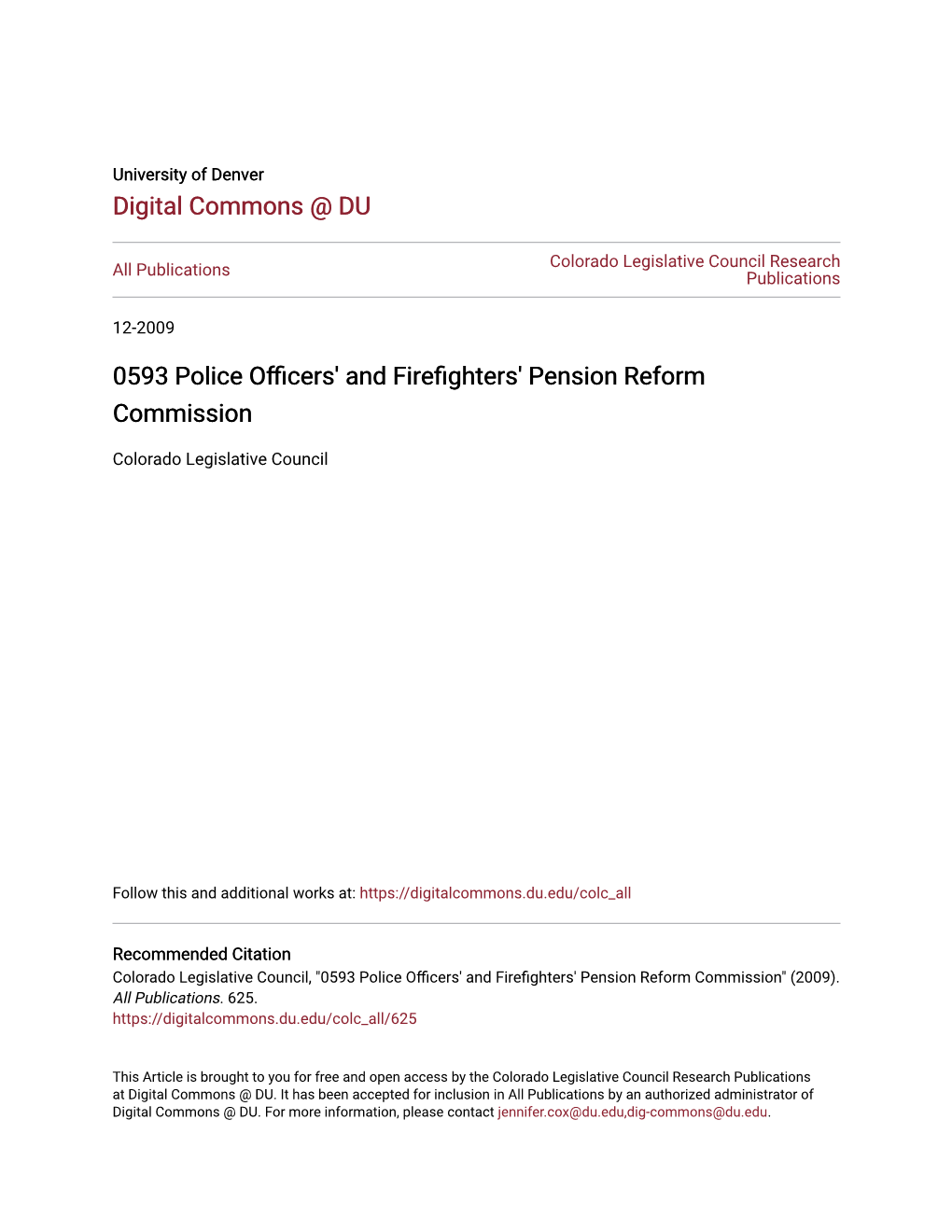 0593 Police Officers' and Firefighters' Pension Reform Commission