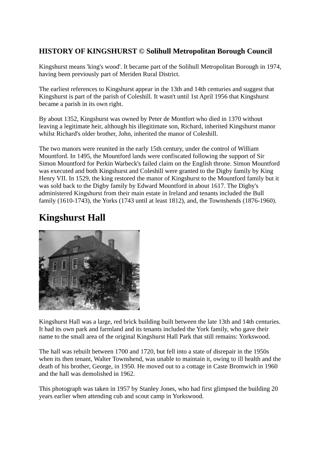 Kingshurst Hall