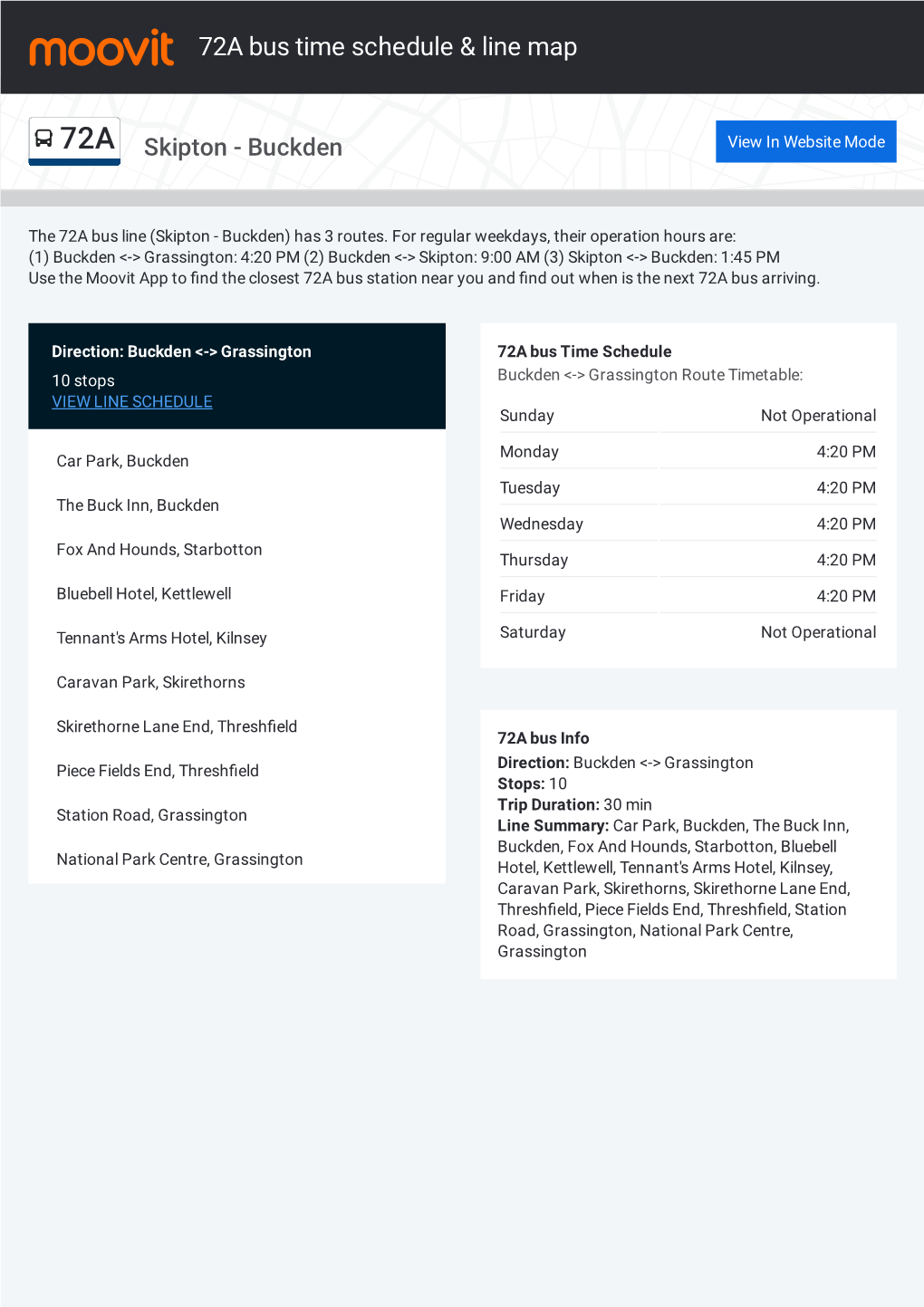 72A Bus Time Schedule & Line Route