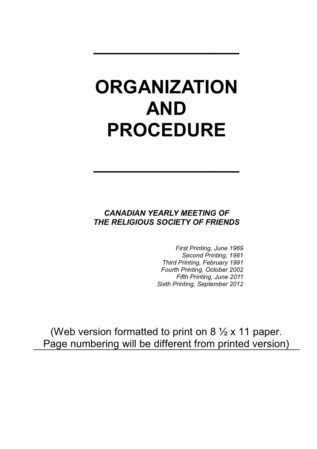 Organization and Procedure