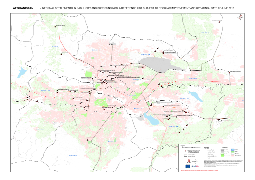 Afghanistan - Informal Settlements in Kabul City and Surroundings: a Reference List Subject to Regular Improvement and Updating - Date at June 2013