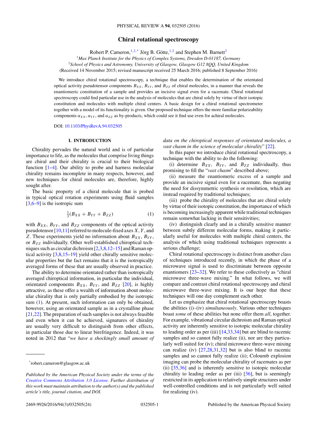 Chiral Rotational Spectroscopy