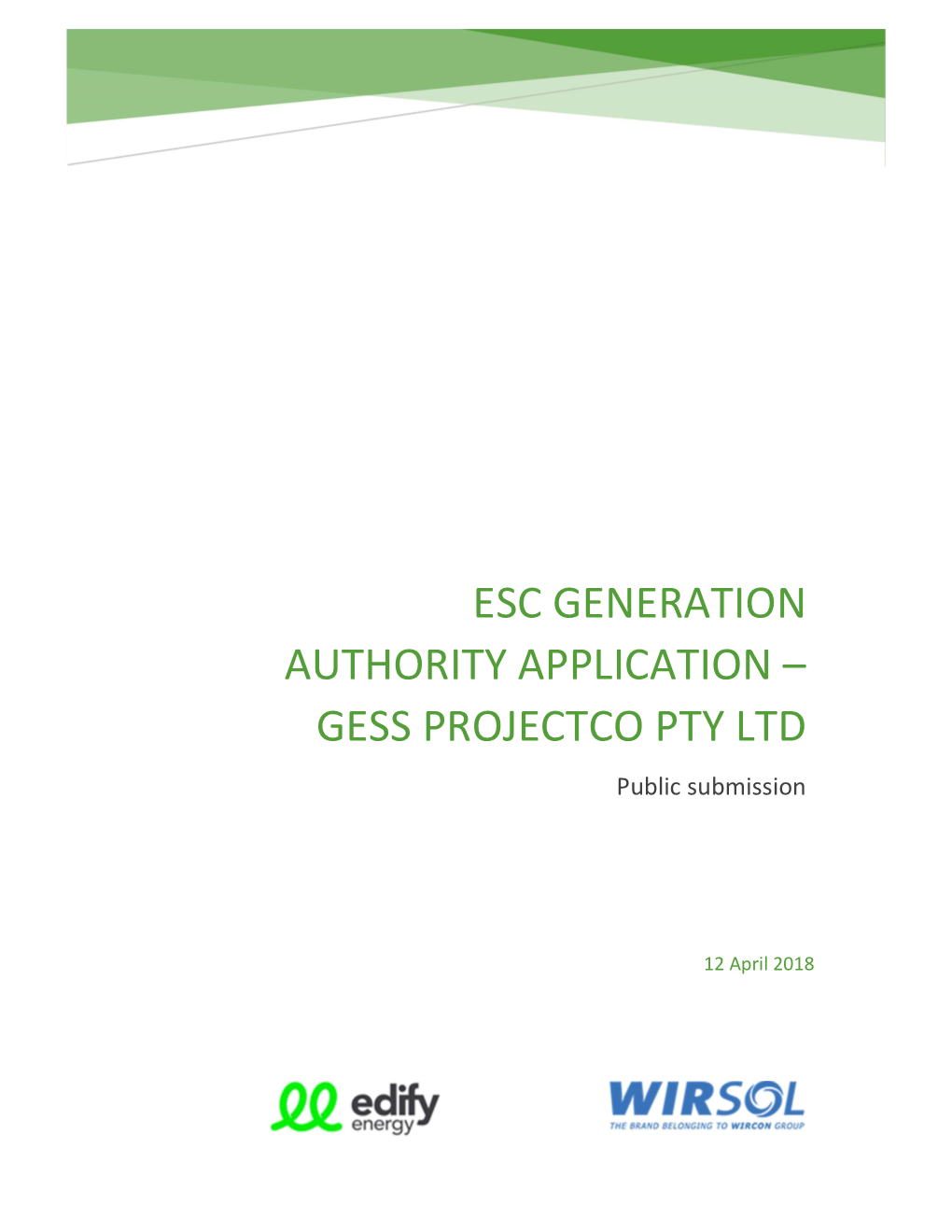 GESS PROJECTCO PTY LTD Public Submission