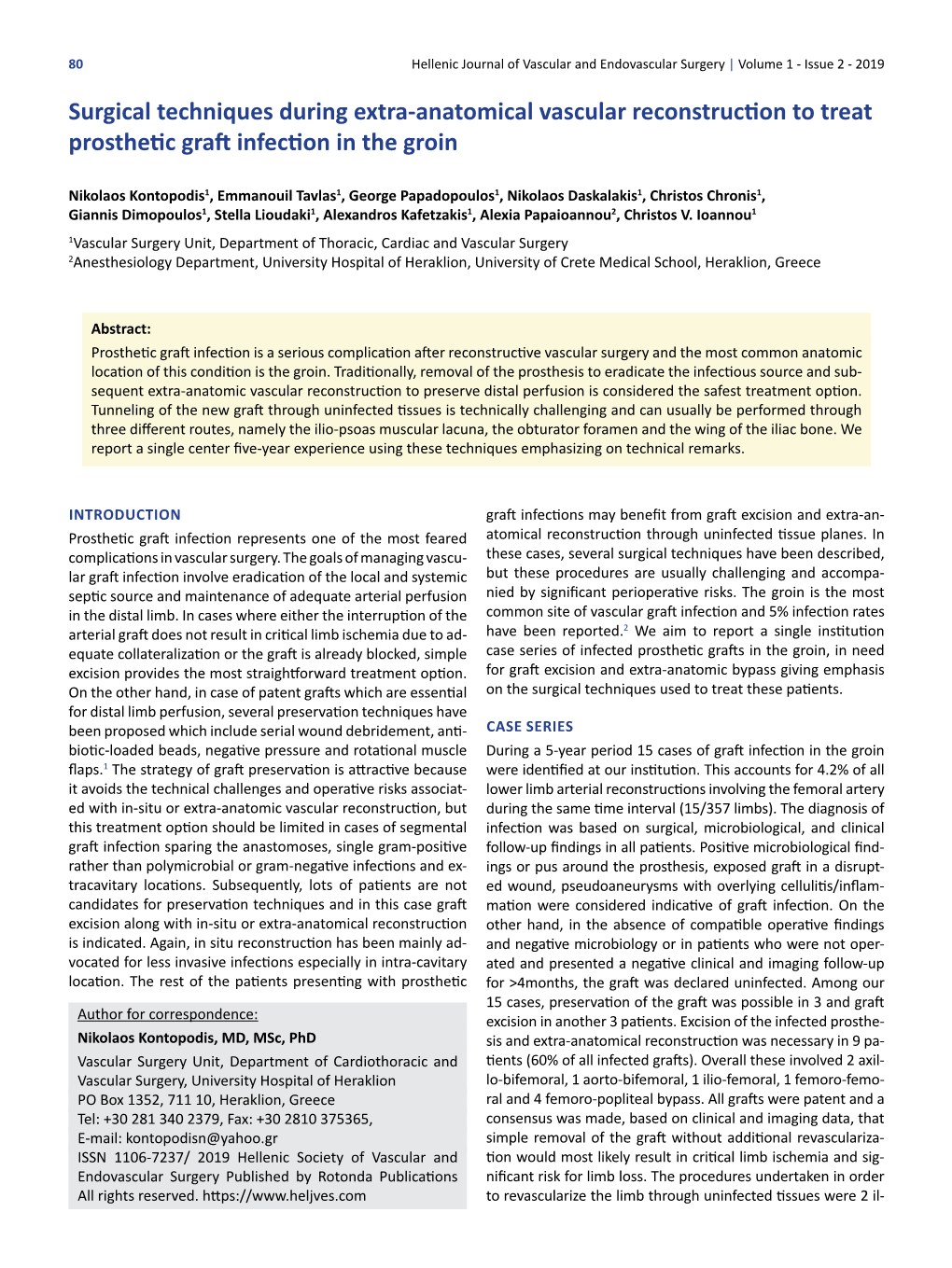 Surgical Techniques During Extra-Anatomical Vascular Reconstruction to Treat Prosthetic Graft Infection in the Groin