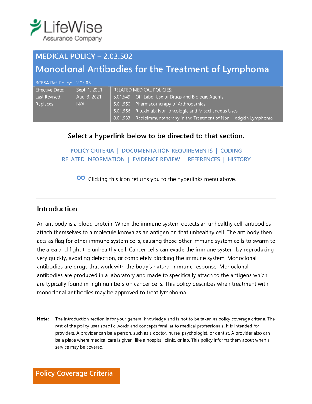 2.03.502 Monoclonal Antibodies for the Treatment of Lymphoma