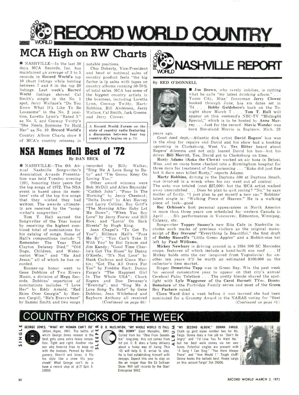 RECORD WORLD COUNTRY VMDRLD MCA High on RW Charts NASHVILLE-In the Last 30 Notable Positions