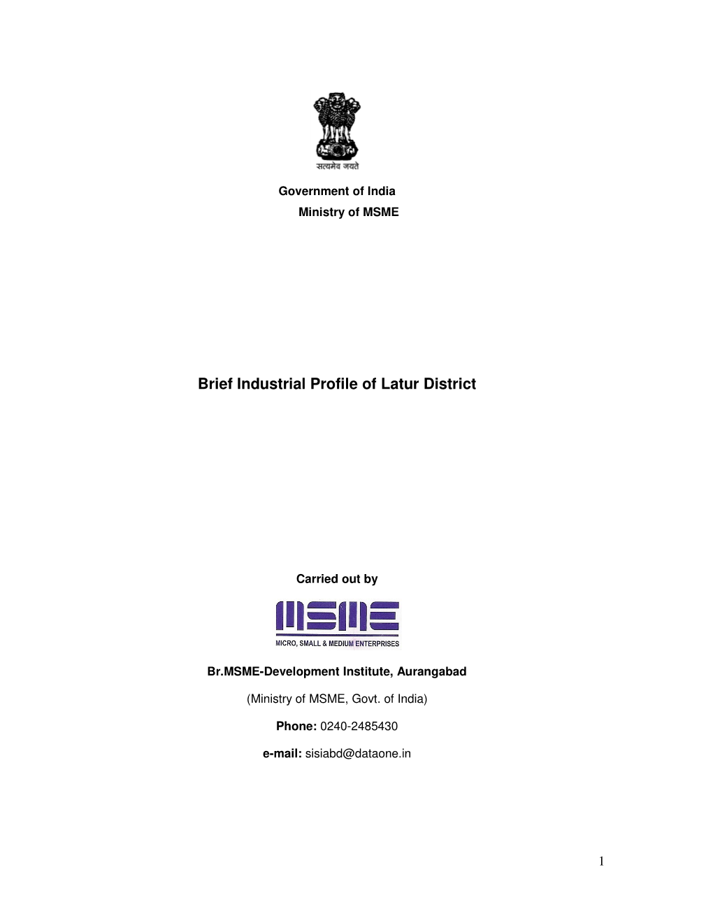 Brief Industrial Profile of Latur District