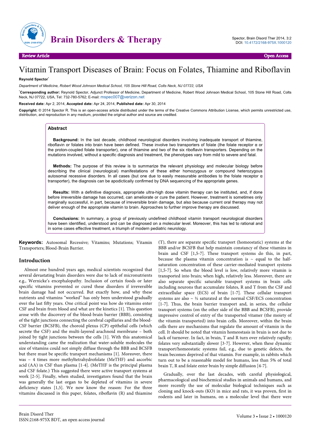 Vitamin Transport Diseases of Brain: Focus on Folates, Thiamine And