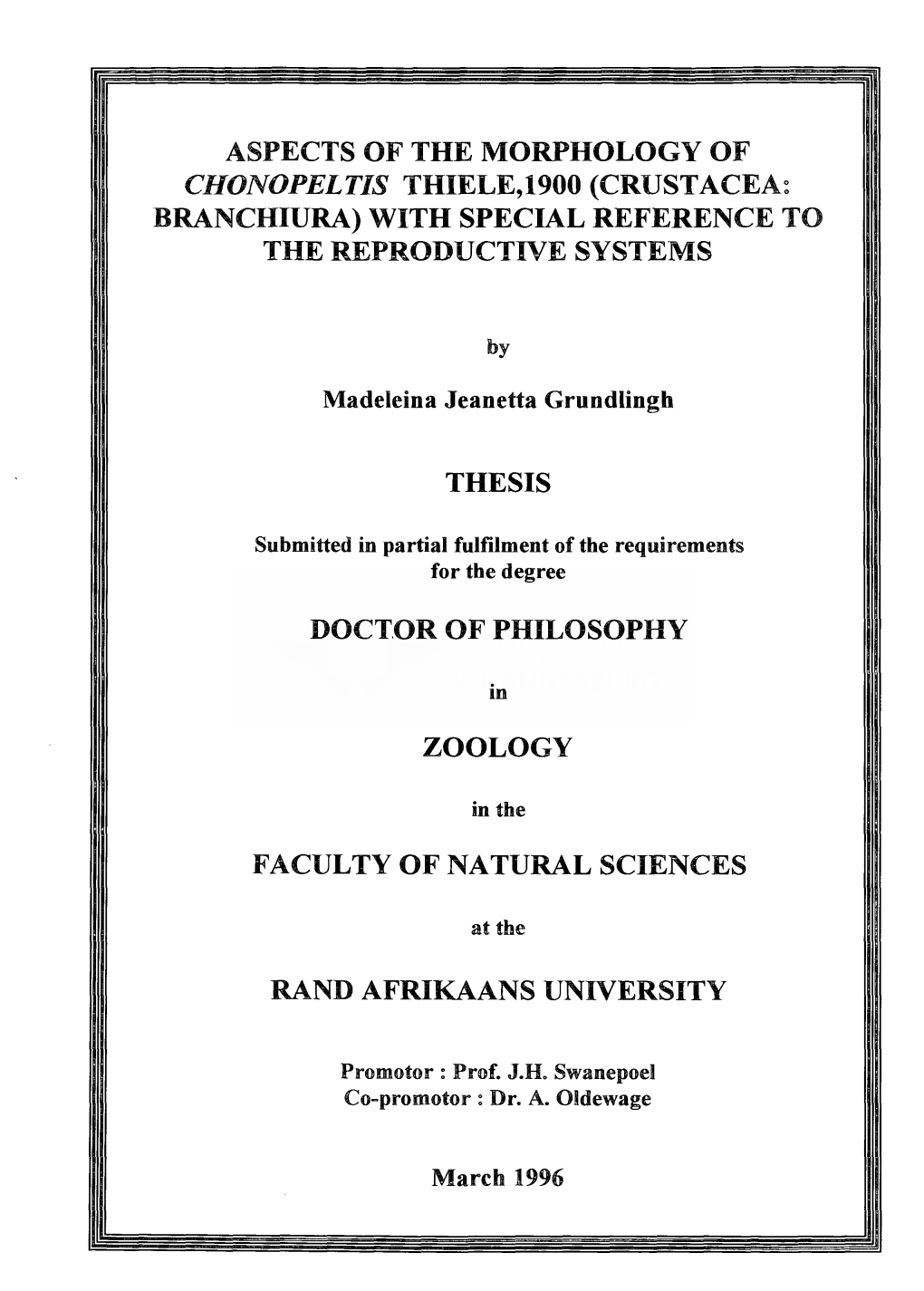 Aspects of the Morphology of Chonopeltis Thiele, 1900