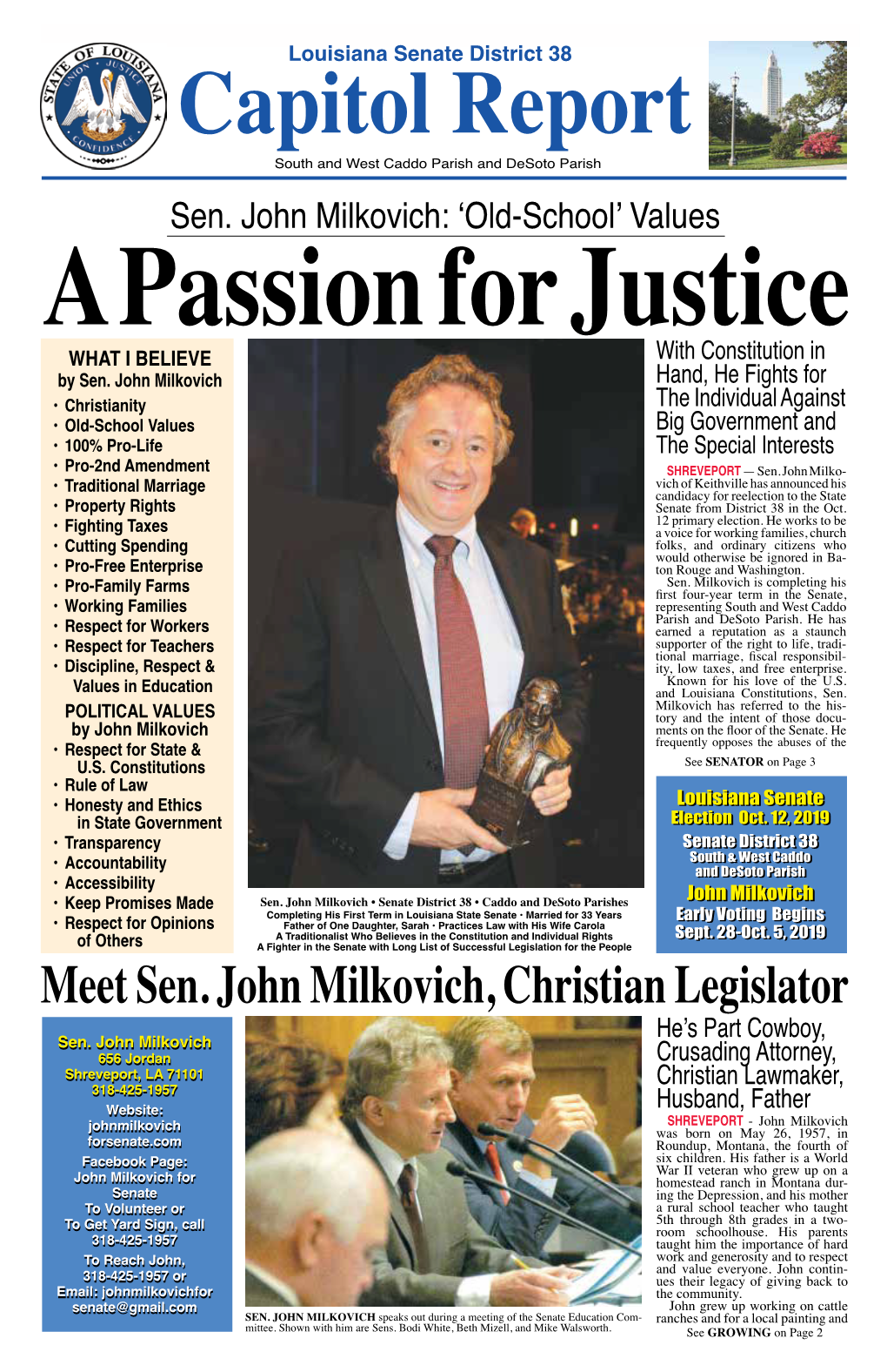 Meet Sen. John Milkovich, Christian Legislator