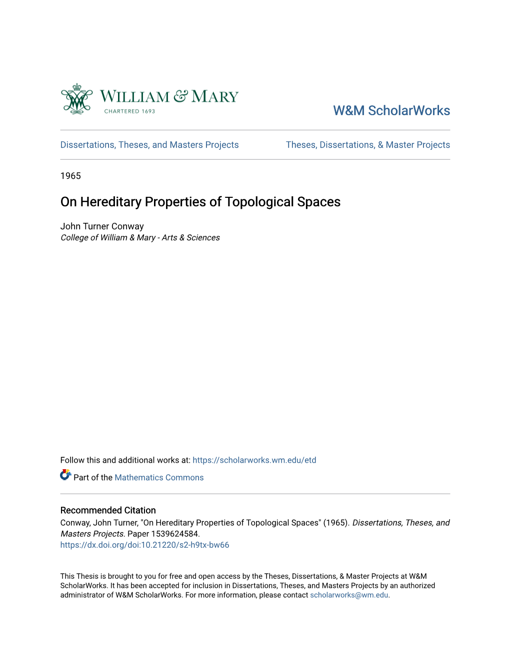 On Hereditary Properties of Topological Spaces