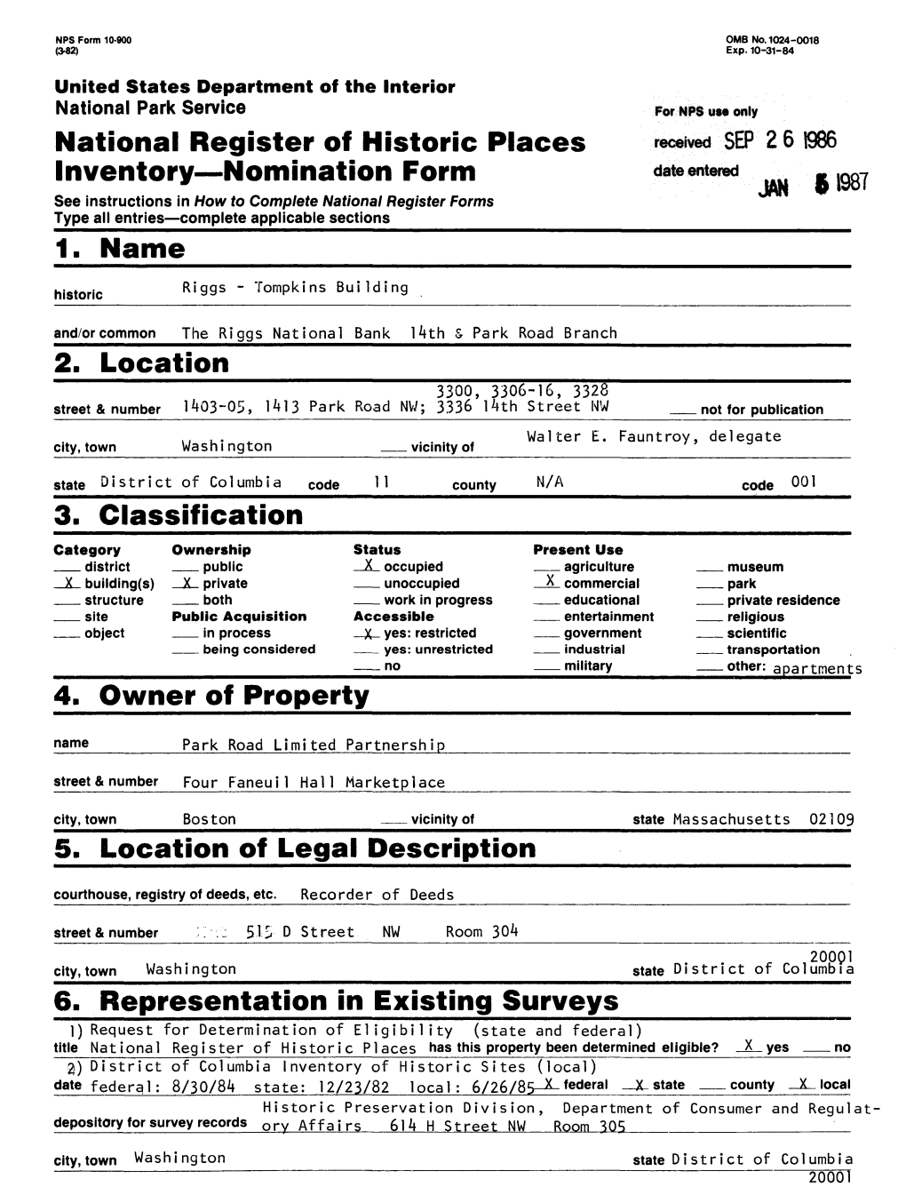 National Register of Historic Places Inventory Nomination Form 1