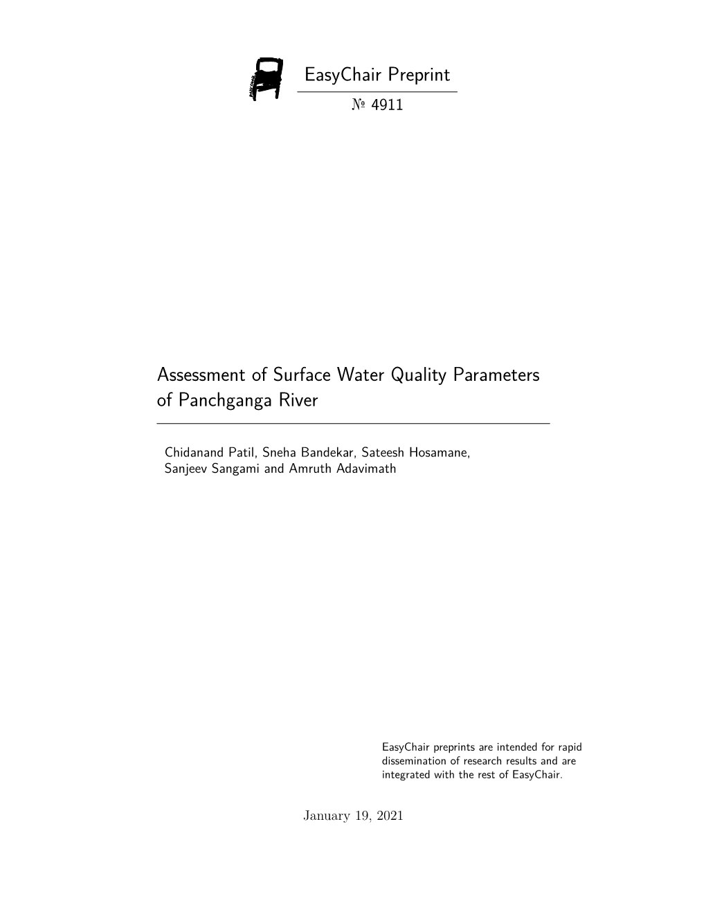 Assessment of Surface Water Quality Parameters of Panchganga River