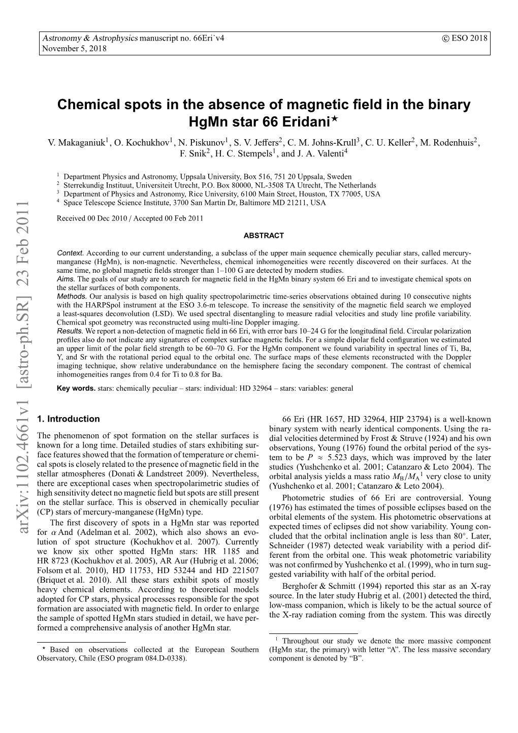 Chemical Spots in the Absence of Magnetic Field in the Binary Hgmn