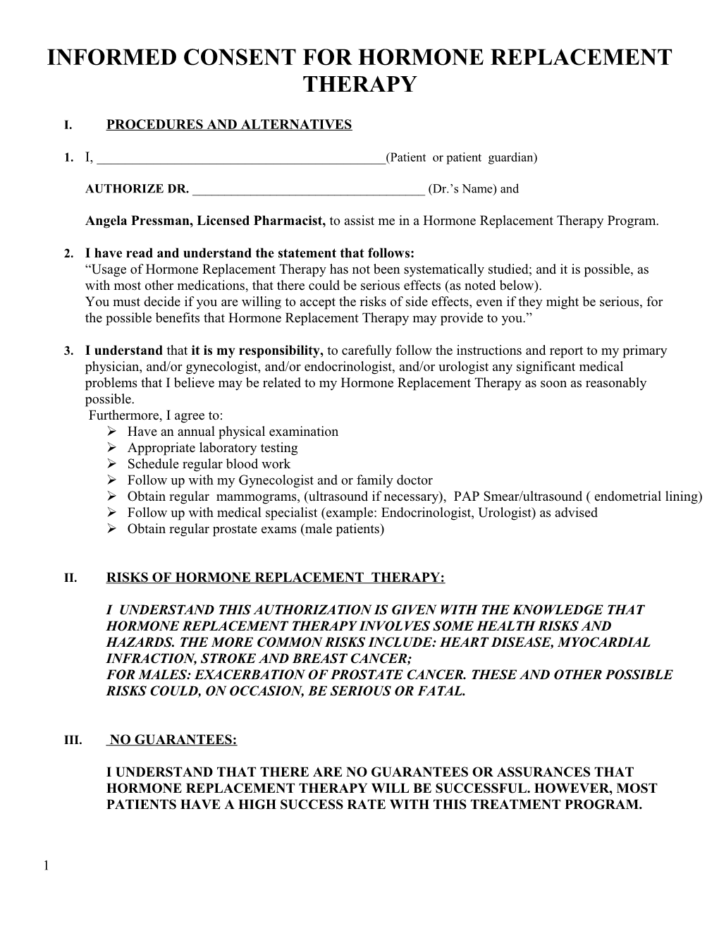 Permission Form for Treatment of Patieints Between Physician and Pill Box Pharmacy