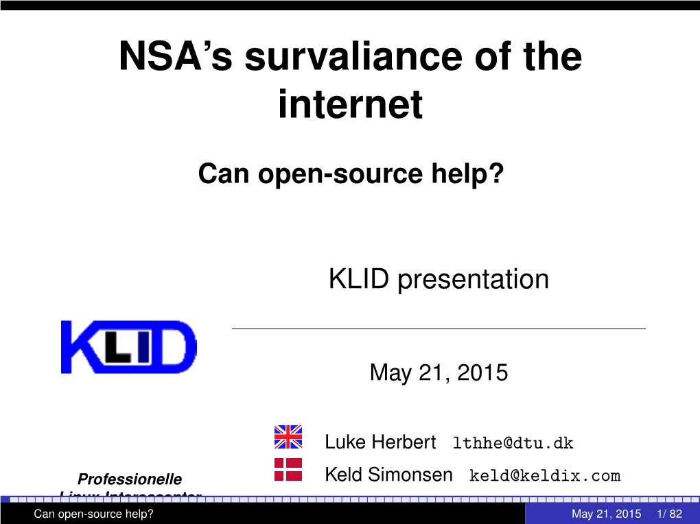 NSA's Survaliance of the Internet