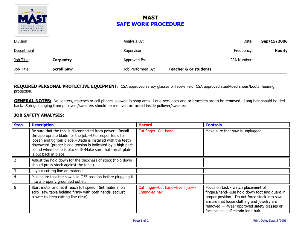 Job Safety Analysis s15