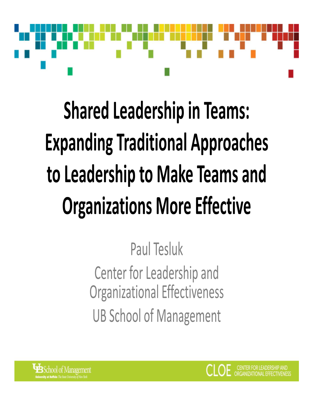 Shared Leadership in Teams