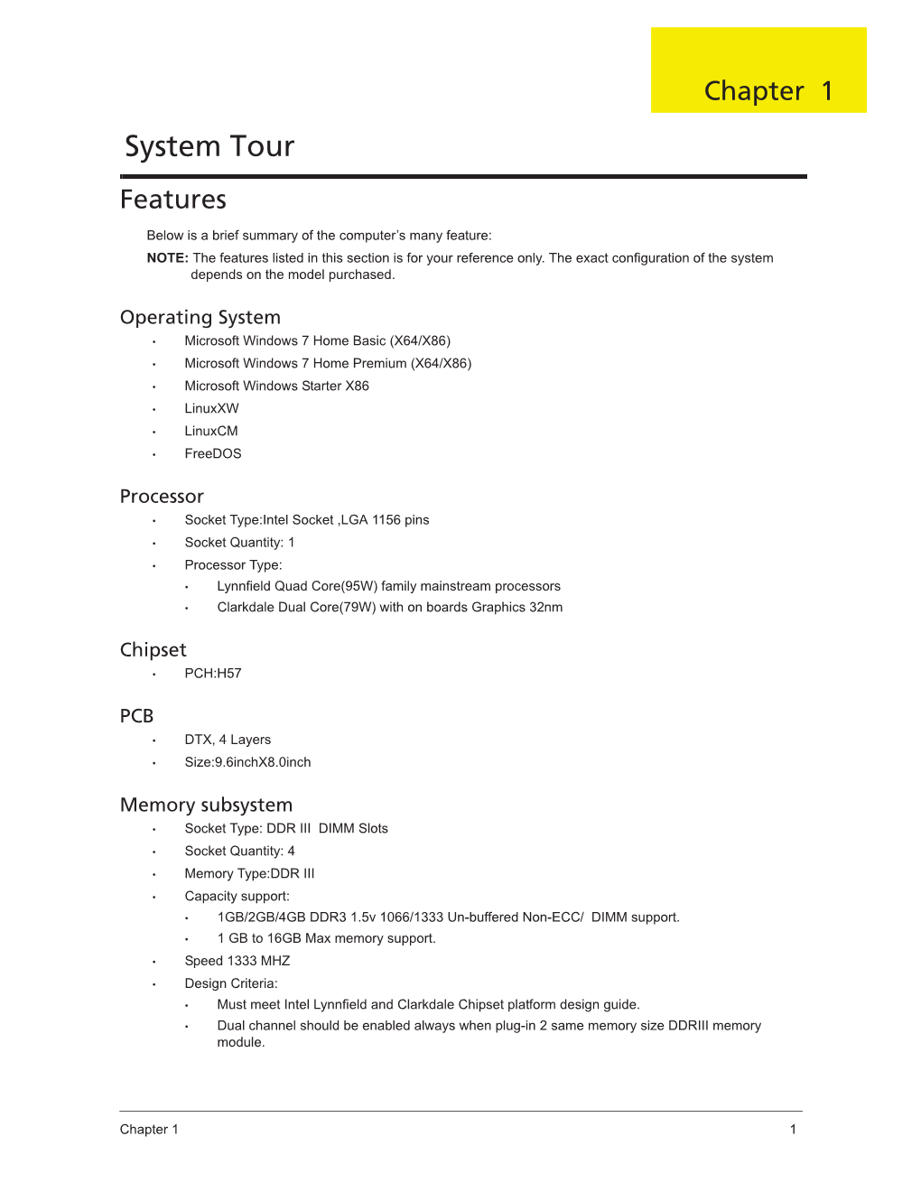 System Tour Features