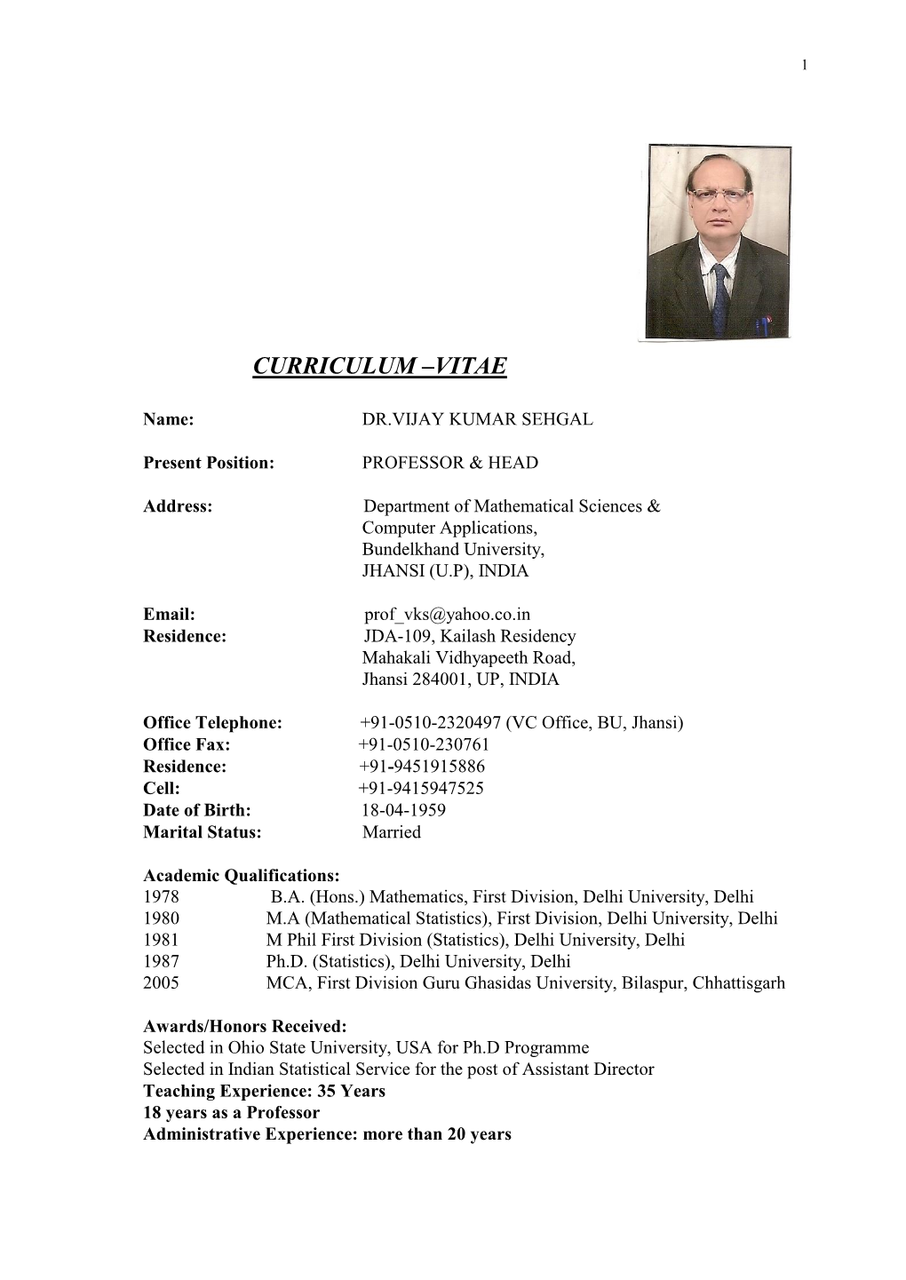 Curriculum –Vitae