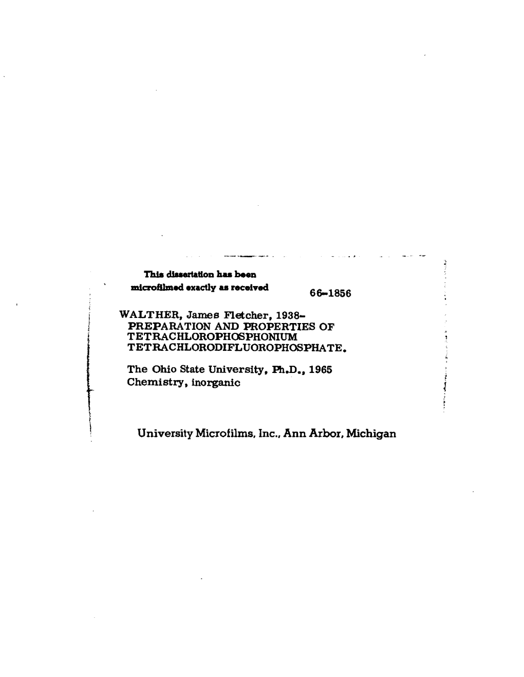 Preparation and Properties of Tetrachlorophosphonium