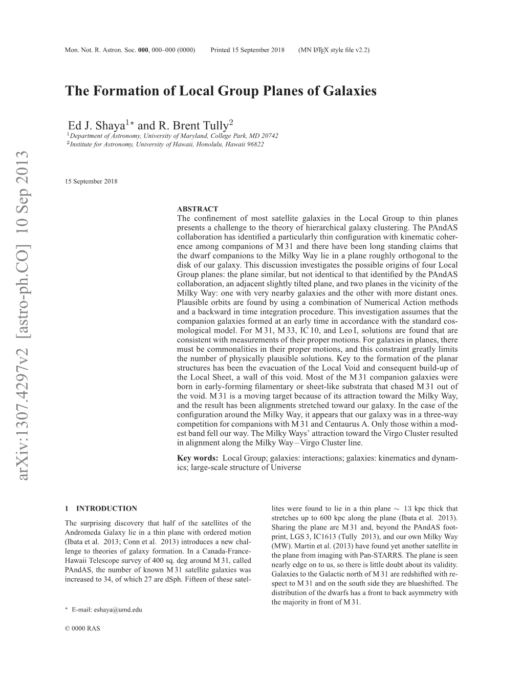 The Formation of Local Group Planes of Galaxies