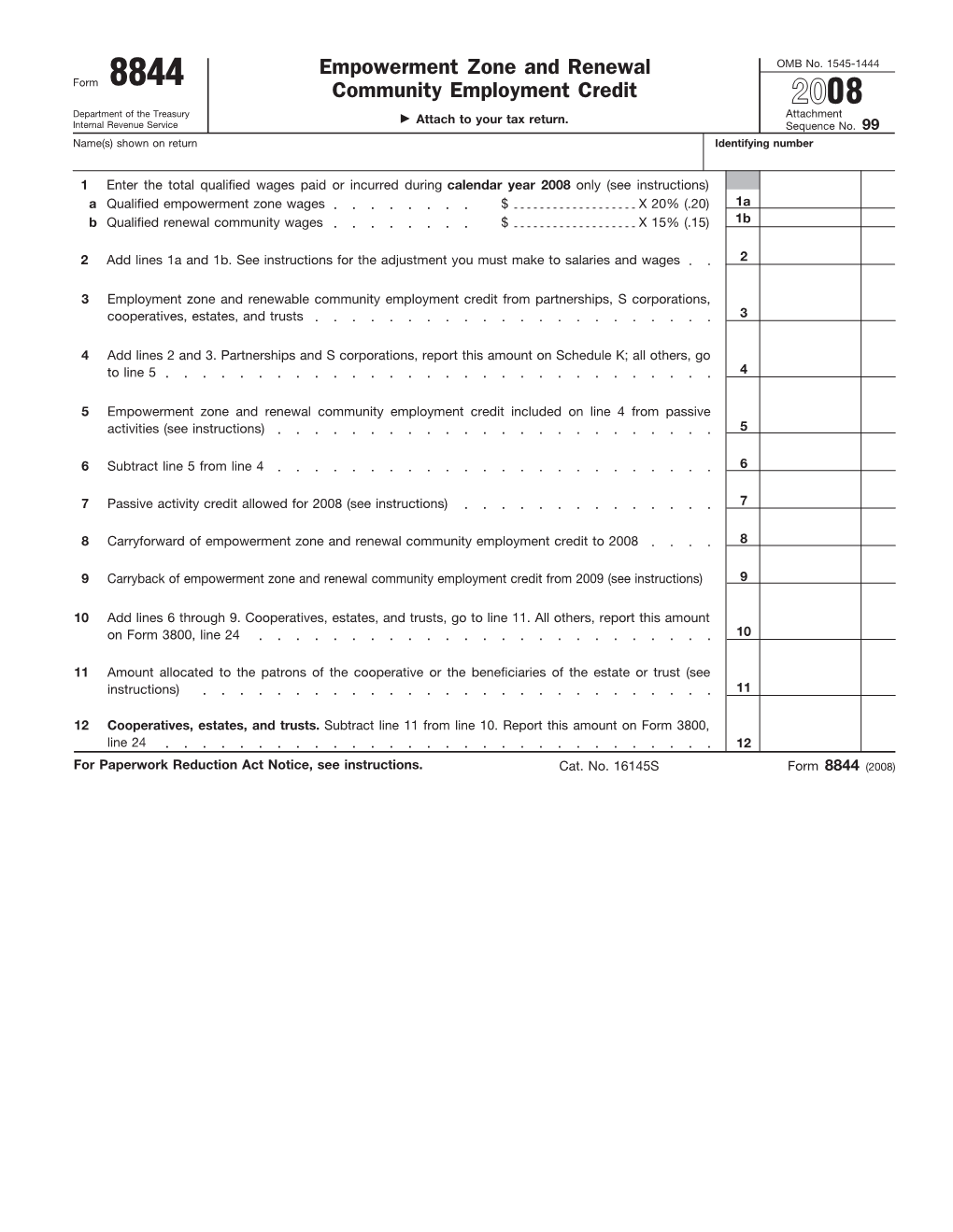 Empowerment Zone and Renewal Community Employment Credit Included on Line 4 from Passive Activities (See Instructions) 5