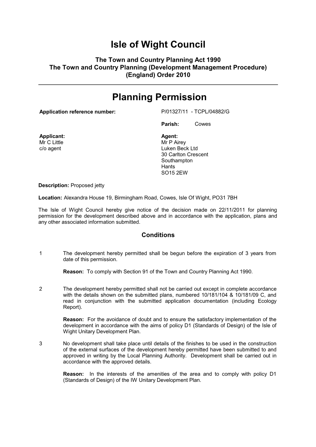 Isle of Wight Council Planning Permission