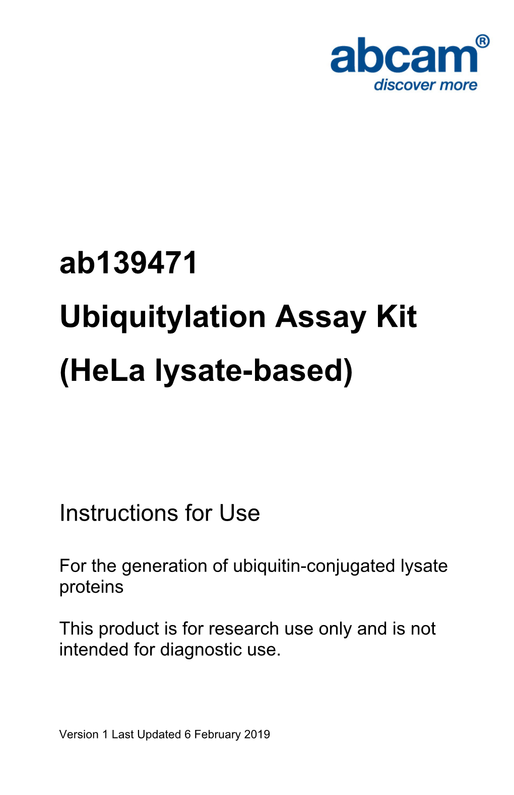 Ab139471 Ubiquitylation Assay Kit (Hela Lysate-Based)