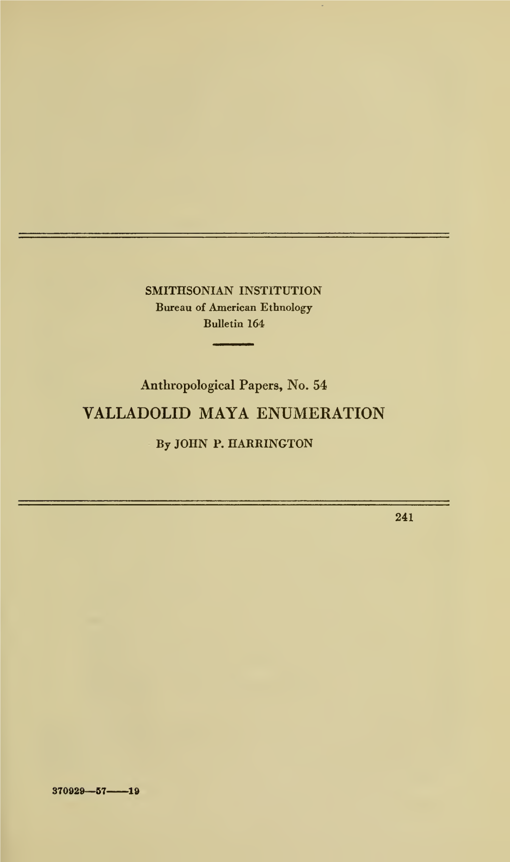 Valladolid Maya Enumeration