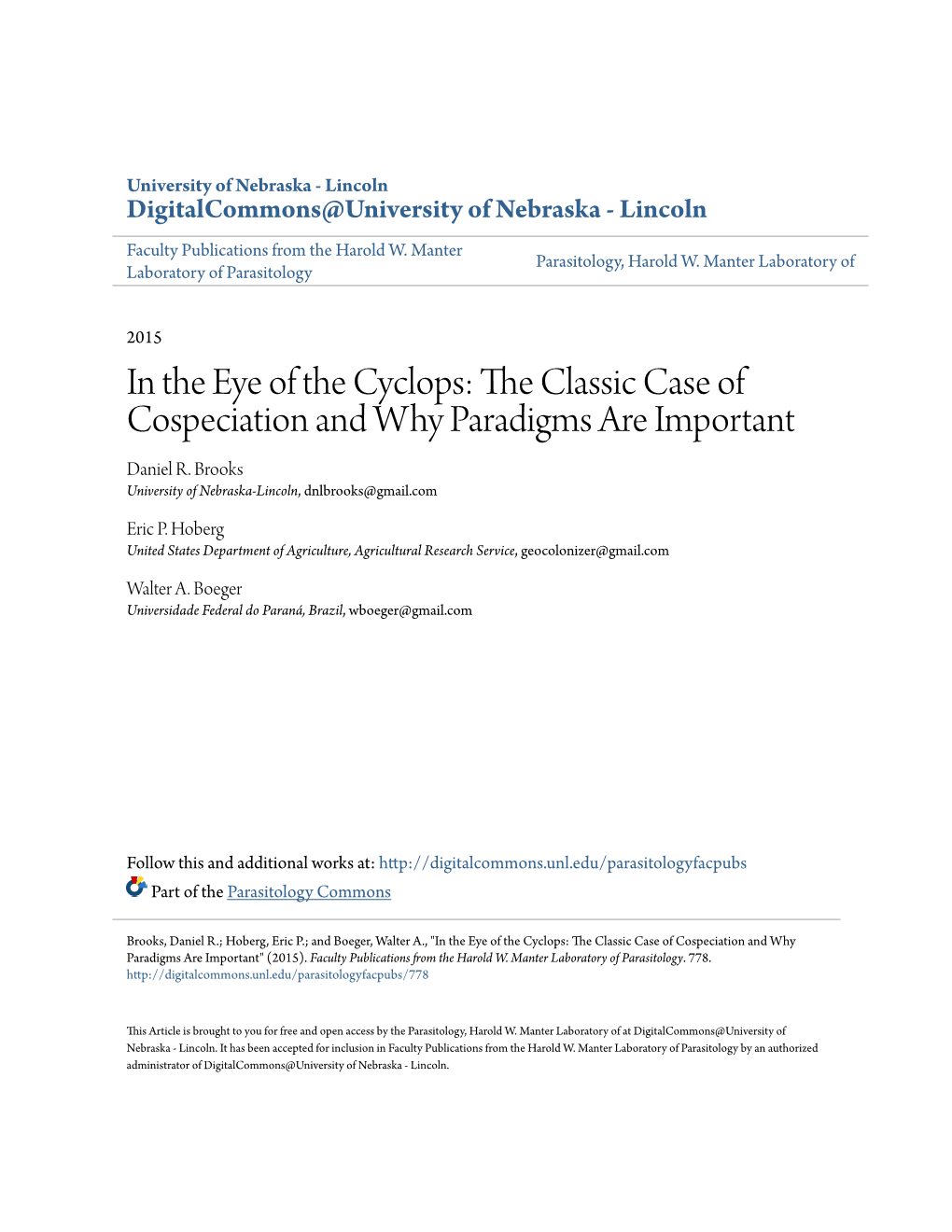 The Classic Case of Cospeciation and Why Paradigms Are Important